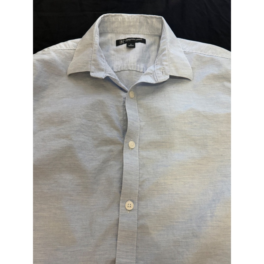INC International Concepts Mens Slim Fit Button Down Shirt Light Blue Small